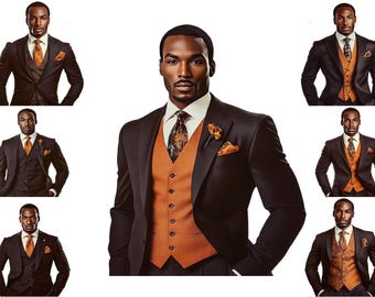 7 Watercolour African American Man In Suit  Clipart, Black Man Png,  Full Commercial Use, Sublimation