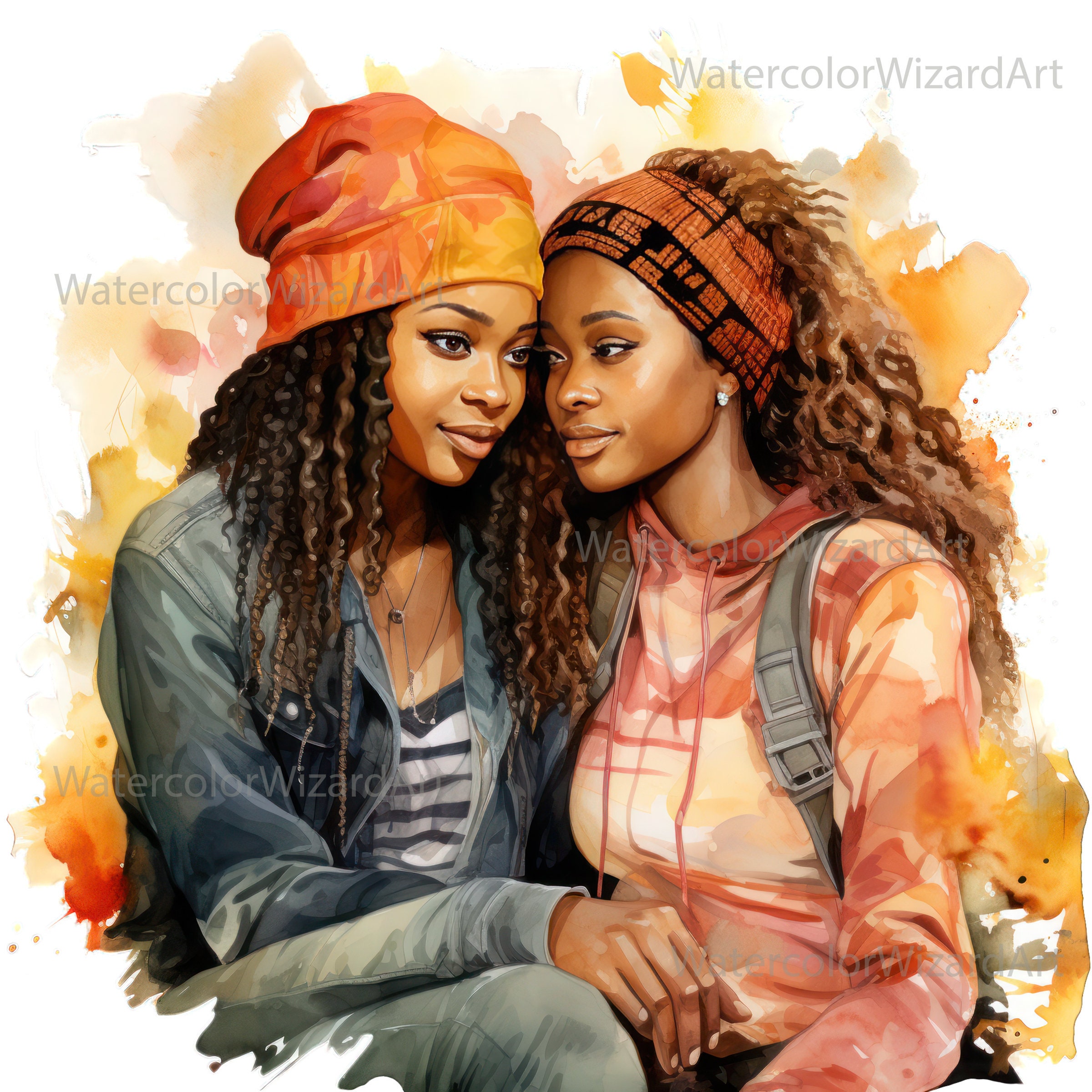 watercolour-black-girls-best-friends-clipart-best-female-friend-png