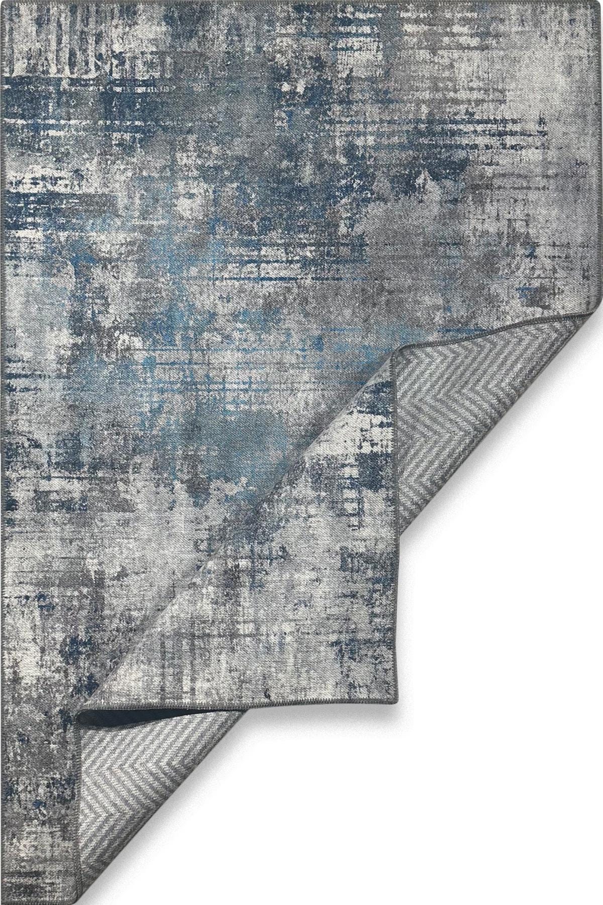 Gray Blue Double Sided Rug, Boho Distressed Area Rug, Reversible Carpet ...