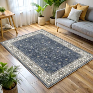 Türkischer Läufer Teppich Für Küche, Navy Distressed, Vintage Breite Flur, Antike Blumen, Mitternachtsblau Bild 9