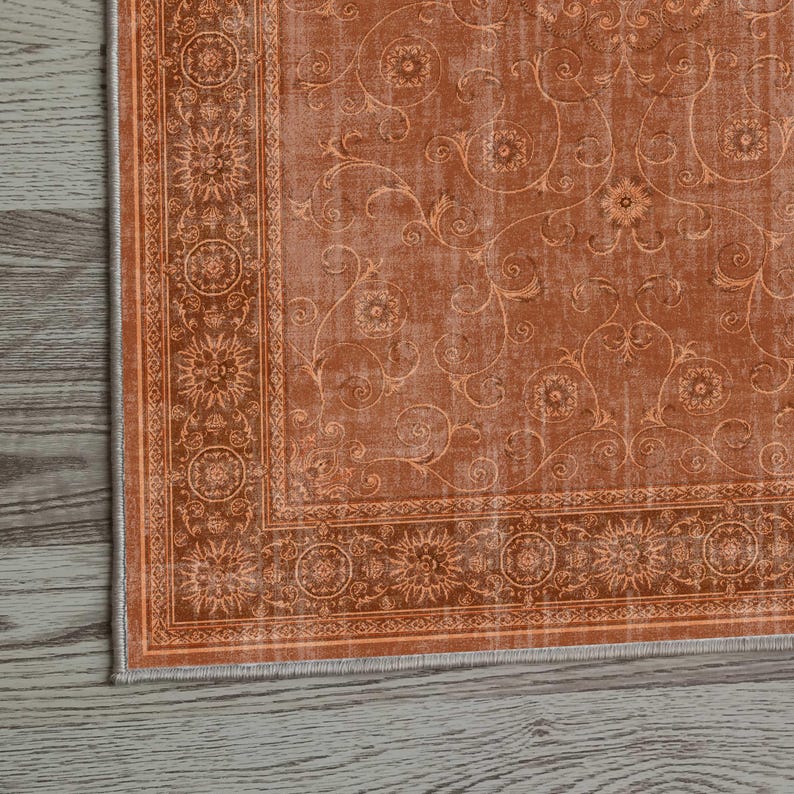 Rust Runner Rug, Terracotta Orange, Distressed Turkish, Vintage ...
