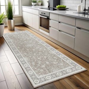 Türkischer Läufer Teppich Für Küche, Navy Distressed, Vintage Breite Flur, Antike Blumen, Mitternachtsblau Beige