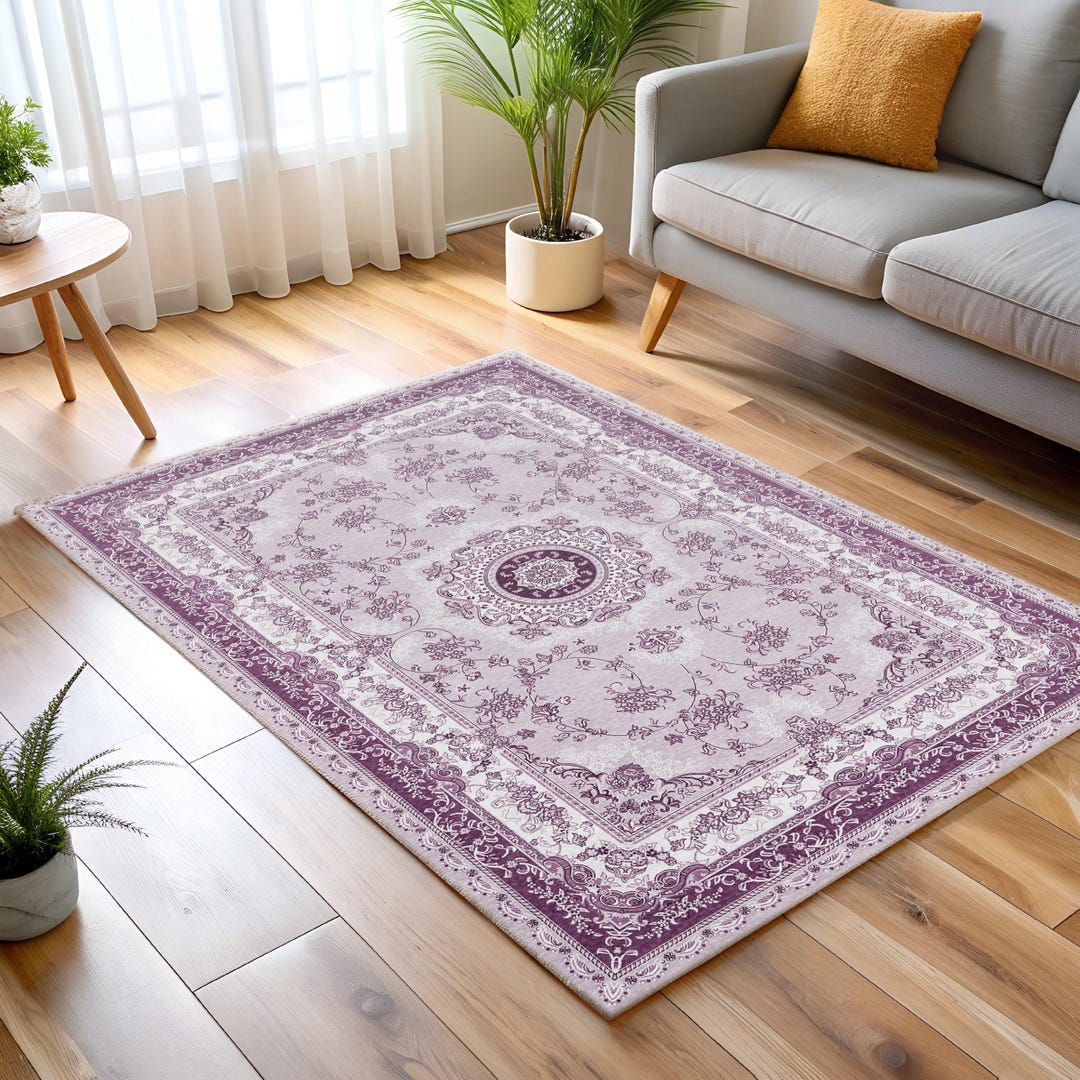 Lilac Rugs Pattern Lilac Boho Area Rug, Purple Oushak Rug, Pastel Lavender, Antique Floral ...