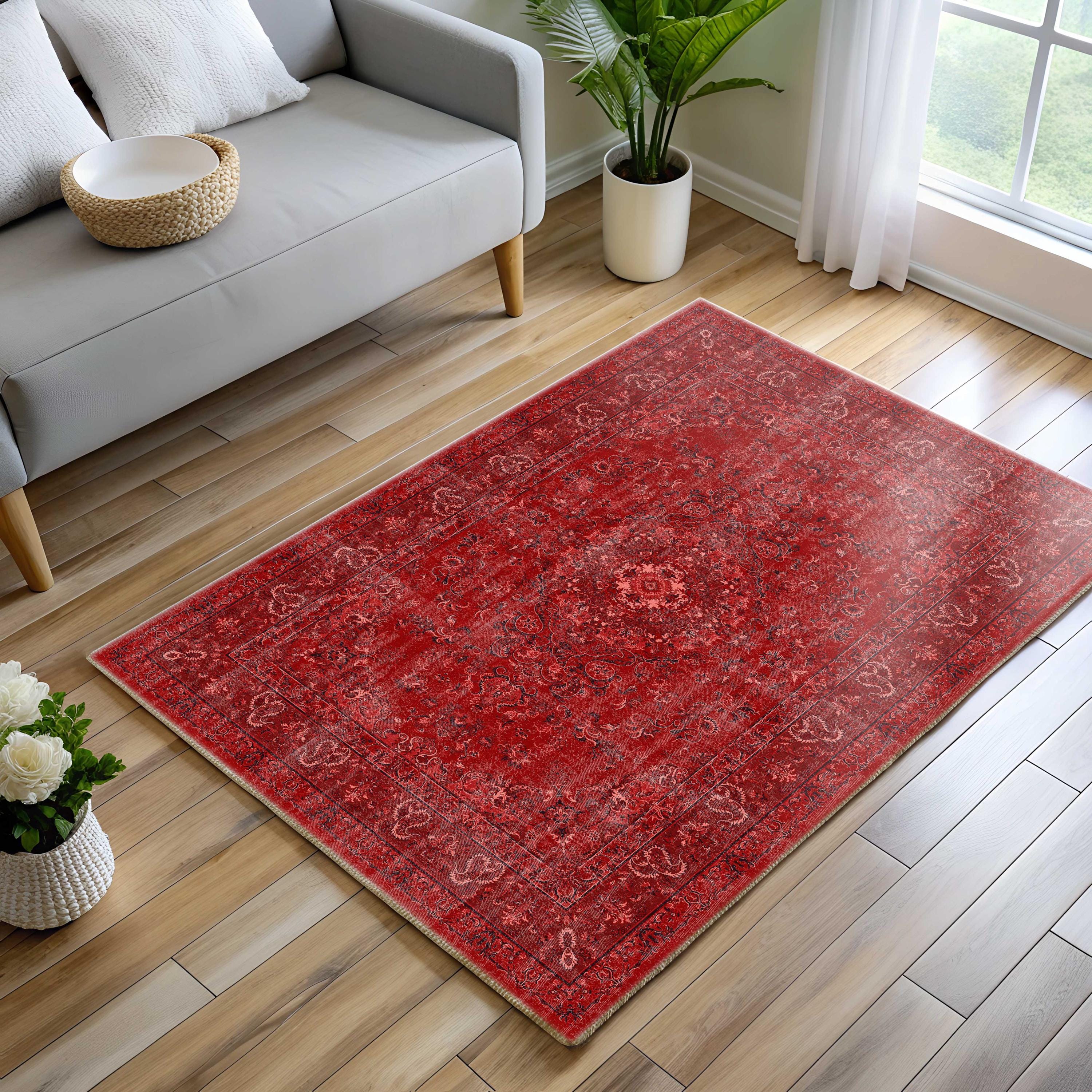 Sage Green Turkish Area Rug, Pale Boho Floral, Muted Oushak, Rustic ...