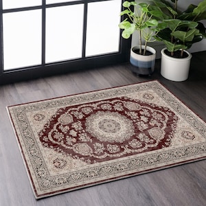 Burgundy Oushak Rug, Dark Plum Turkish, Rustic Vintage, Medallion Area, Maroon White, Antique Floral, Unique Oriental, Boho Traditional