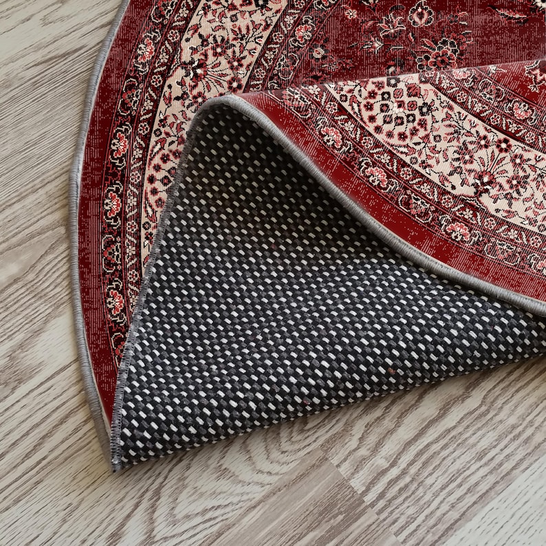 Round Red Turkish Rug, Vintage Boho Area, Rustic Charming, Antique ...