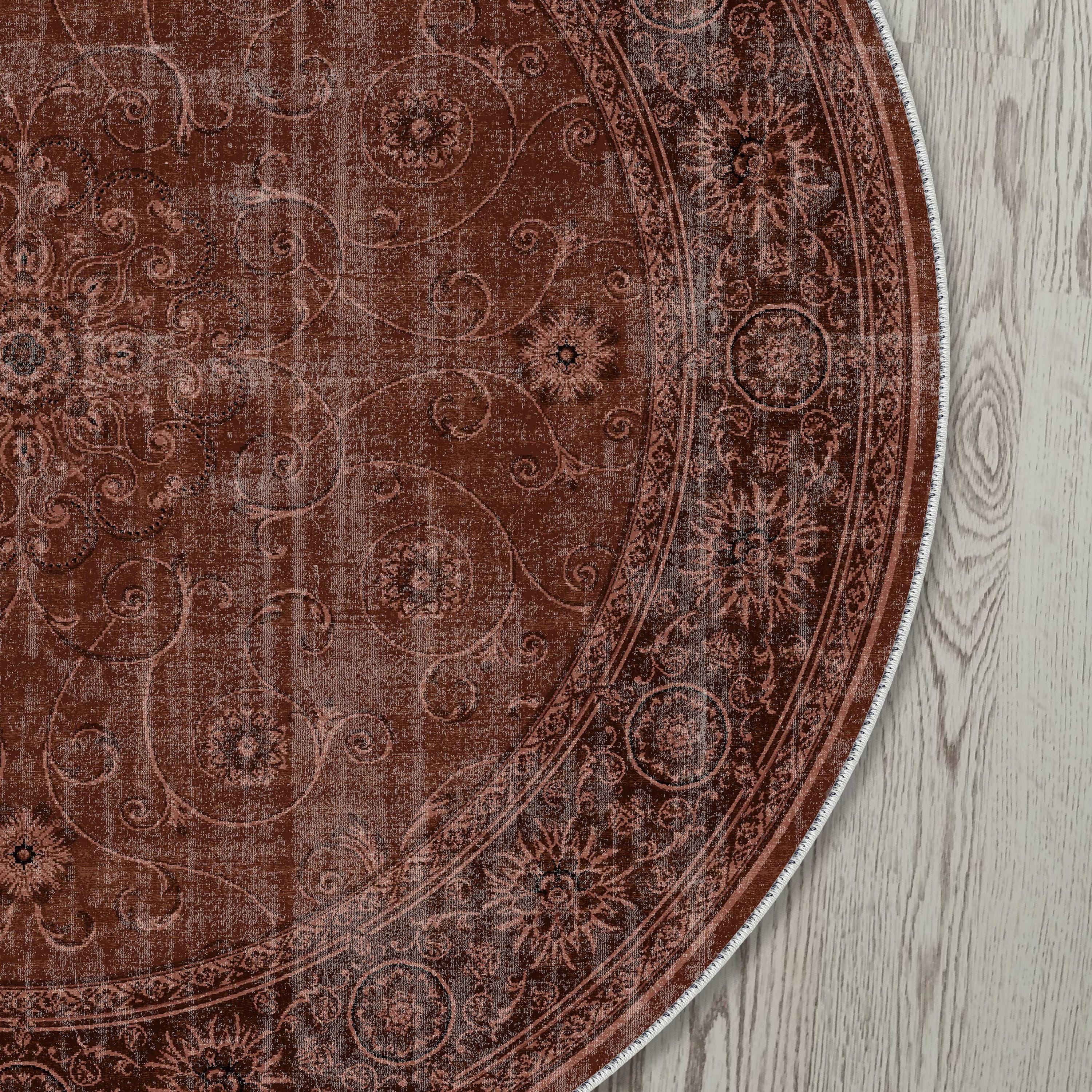 Oval Turkish Rug, Terracotta Orange, Distressed Rust, Vintage Oriental ...