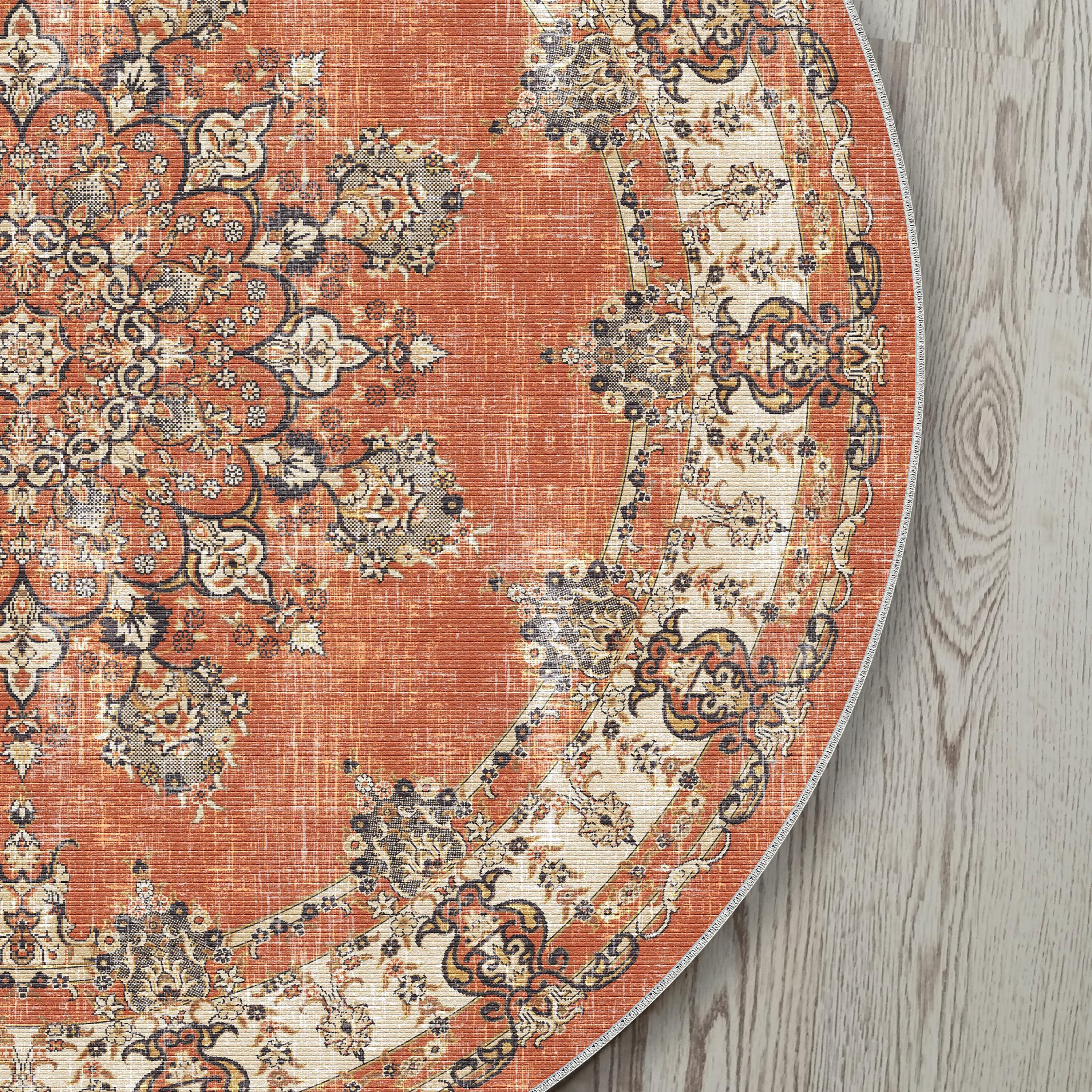 ROUND112cm\"Clockwork”ViNTAGE TURKiSH RUG ROUND112cm