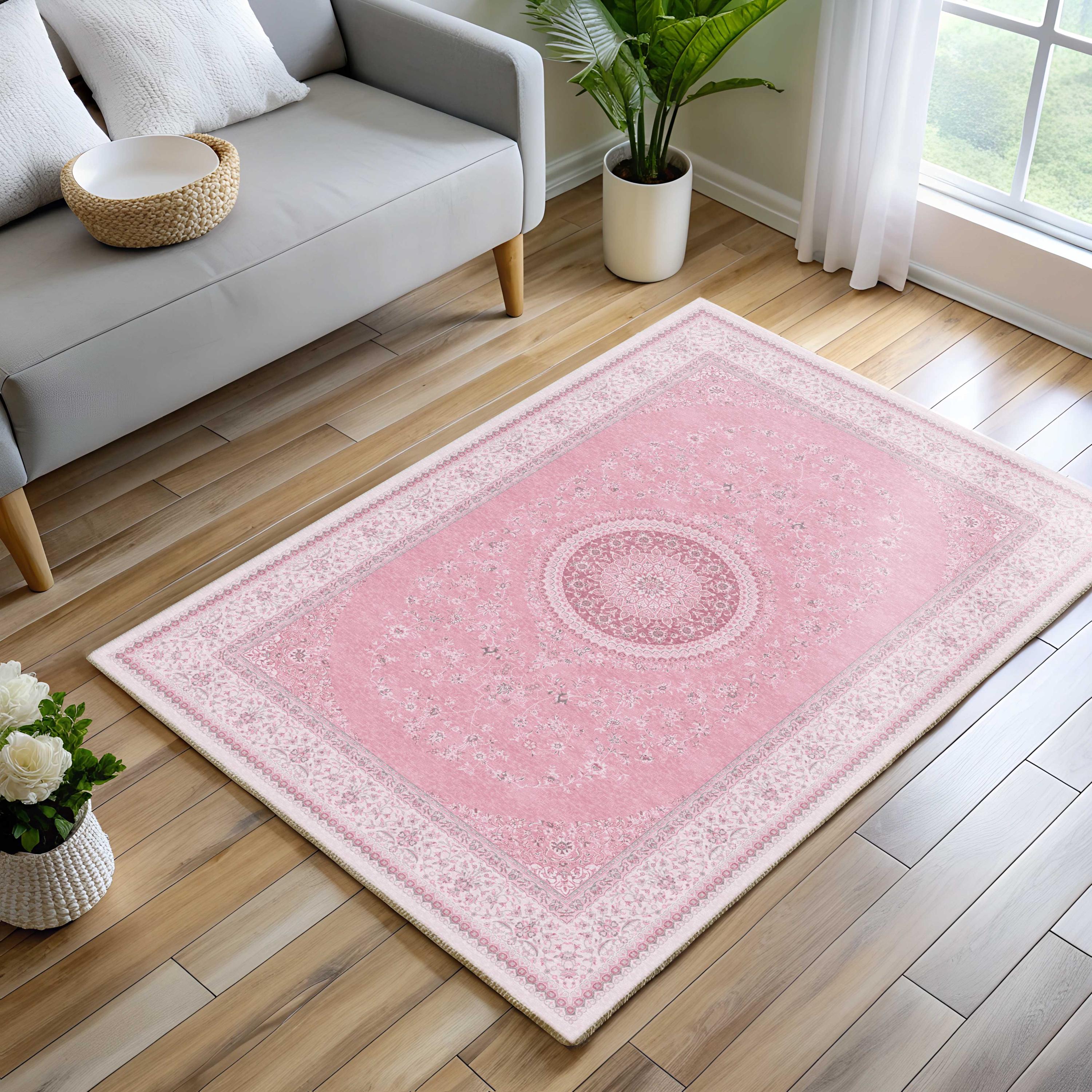 Sage Green Area Rug, Pastel Turkish, Boho Floral, Muted Antique