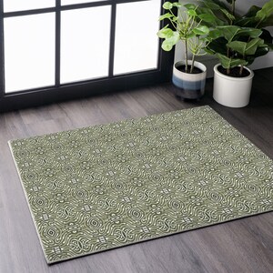 Olive Green Modern Rug, Khaki Eclectic Rug, Bold Abstract, Minimalist Area Carpet, Authentic Decorative, Aesthetic Boho, Non Slip Washable