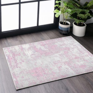 Distressed Boho Rug, Grunge Turkish Rug, Pink White, Muted Oriental, Antique Floral, Pastel Oushak Area, Blush Hushed Area, Vintage Faded