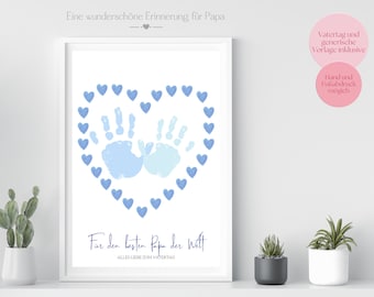 Gift for Dad, Father's Day handprint, Grandpa print, Baby footprint, Siblings, Family motif, Birthday gift, DIY craft (German)