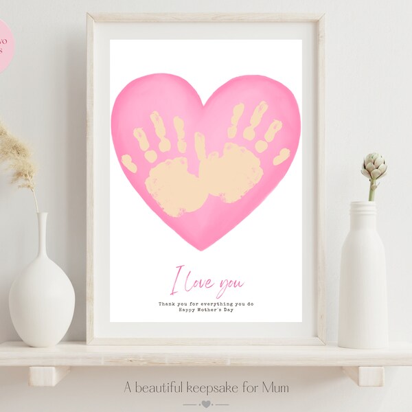 Personalised Mothers Day Handprint Gift, Siblings, Custom Keep sake, Loving family  gift, creative heartfelt present, family artful gift