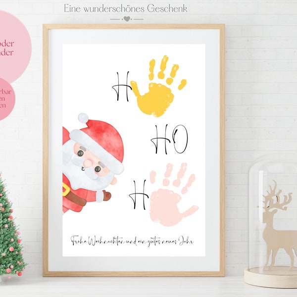 Schönes personalisiertes Weihnachtsgeschenk, Oma, Tante, Handabdruck, Baby Fußabdruck, Nikolaus Weihnachtsmann, Erinnerung, Basteln, Deutsch