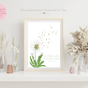 Regalo del Día de la Madre de la abuela, huella de cumpleaños, PusteBlume, motivo familiar, manualidades DIY, descarga instantánea, plantilla alemana, último minuto