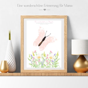 Papillon d'empreinte de cadeau de fête des mères, fleurs sauvages, grand-mère d'empreinte de main, artisanat, allemand, décoration de pépinière, carte d'empreinte de bébé, pour ma