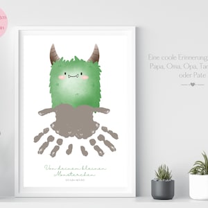 Halloween Handprint Template, Crafts, Monster, Spooky, Mom, Grandma, Grandpa, Aunt, Dad Gift, Siblings, Kids Art, German, Poster