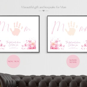 Mothers Day present personalised, handprint, footprint, siblings, heart, baby, Mum, keepsake, Kids Arts n Crafts, Artwork, Poster, Children