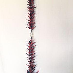 Red Berry Tassel Hanging Origami Paper Crane Strand