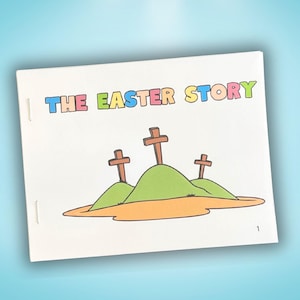 Easter Story Mini Coloring Book Sunday School Printable, Holy Week Activity, He is Risen Resurrection Sunday Religious Education Craft