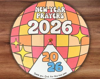 2026 Neujahrsgebete Färbung Rad Handwerk für Kinder, christliche Sonntagsschule Homeschool religiöse Aktivität druckbar