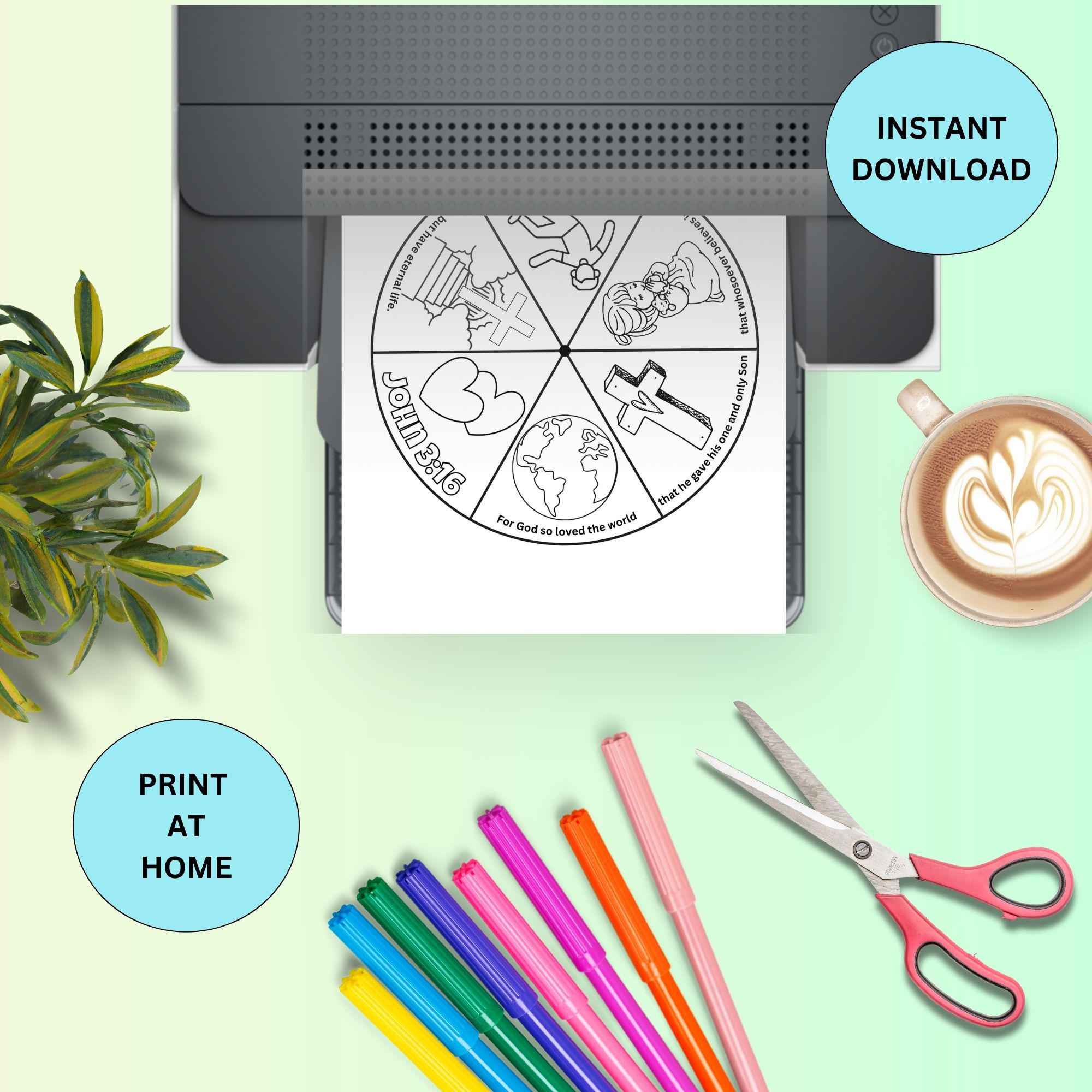 Color Wheel With Scriptures Sunday School Color Wheel John 3:16, Printable Bible Activity, Children ...