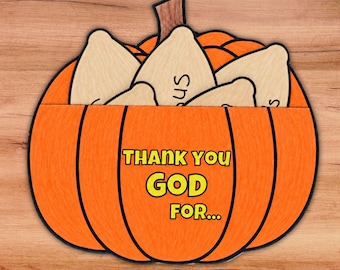 Thanksgiving Pumpkin Craft, Sunday School Give Thanks Activity Christian Fall Thankfulness Gratitude Preschool Homeschool Coloring Printable