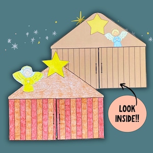 Christmas Nativity Birth of Jesus Bible Story Craft, Baby Jesus Is Born Manger Scene Sunday School Homeschool Activity Printable For Kids