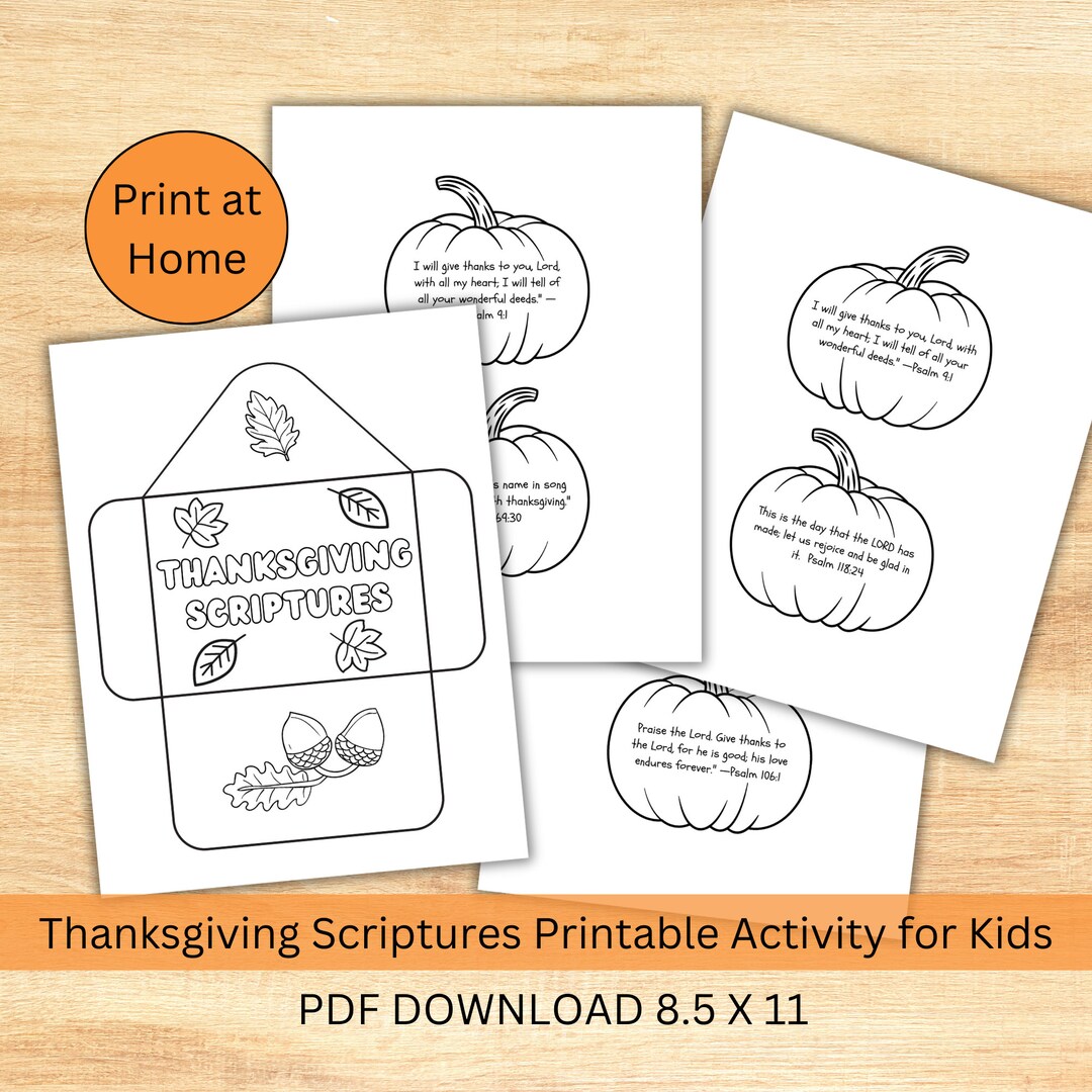 Scripture Printable for Kids, Christian Coloring Sheet, Thanksgiving ...