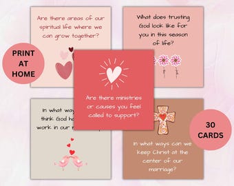 Christian Couple Question Conversation Starter Cards, Valentines Day Gift Date Night Faith Based Conversation Cards, Relationship Questions