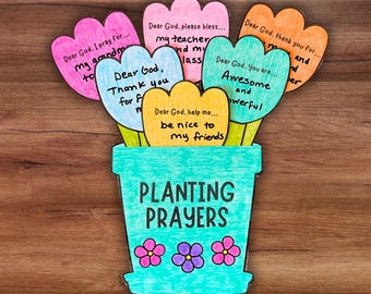 Prayer Craft For Kids, How To Pray Sunday School Homeschool Bible Activity, Childrens Church Flower Pot Prayers Cut and Paste Printable