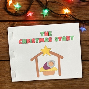Nativity Advent Christmas Coloring Book Craft, Kids Sunday School Activity, Bible Scripture Coloring Pages, Homeschool Christmas Activity