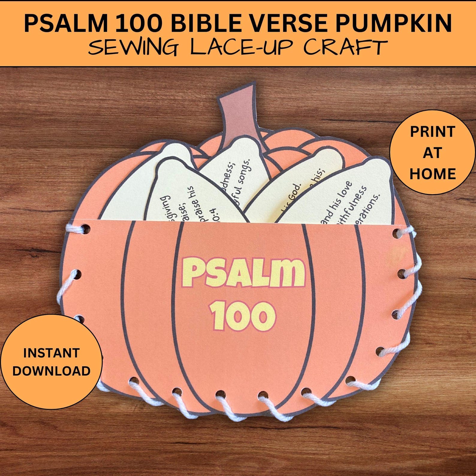 Thanksgiving Psalm 100 Bible Verse Pumpkin Sewing Craft NIV KJV Sunday ...
