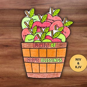 Herbsternte Apfelkorb Bibelfertigkeit, Thanksgiving Dankbarkeit Sonntagsschulaktivität, Danksagung Bibel Vers Homeschool Printable