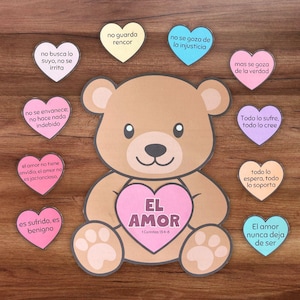 Spanish Christian Valentine’s Day Bible Lesson Pocket Craft, Corinthians 13 Scripture Mission Trip Activity, Escuela Dominical Kids Church