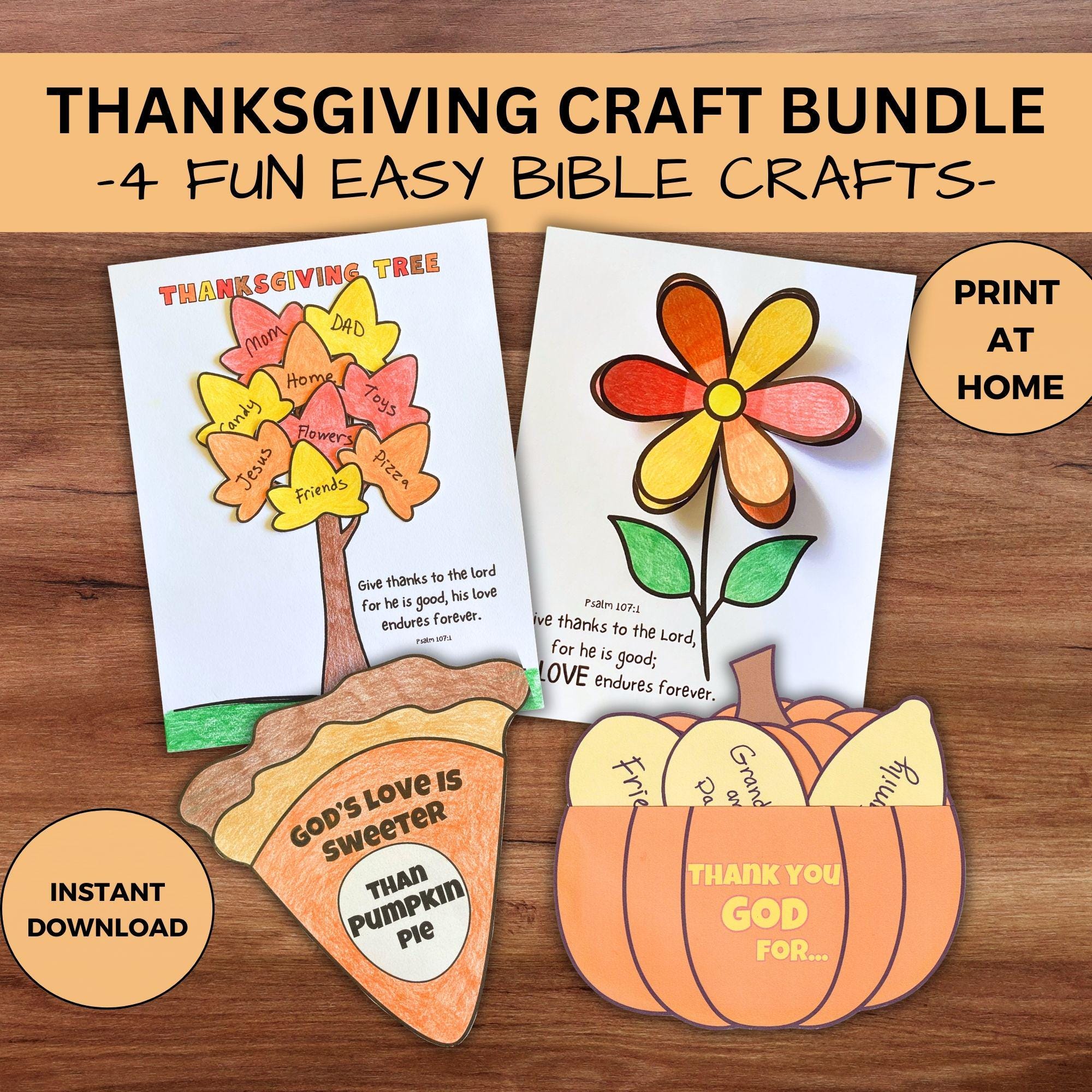 Thanksgiving Fall Bible Craft Bundle Kids Sunday School Homeschool 