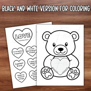 Christian Valentine’s Day Bible Lesson Pocket Craft, Corinthians 13 Love is Patient Scripture Sunday School Homeschool Kids Church Activity image 3