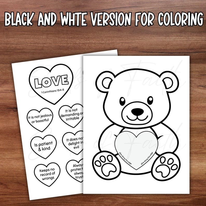 Christian Valentine’s Day Bible Lesson Pocket Craft, Corinthians 13 Love is Patient Scripture Sunday School Homeschool Kids Church Activity image 3