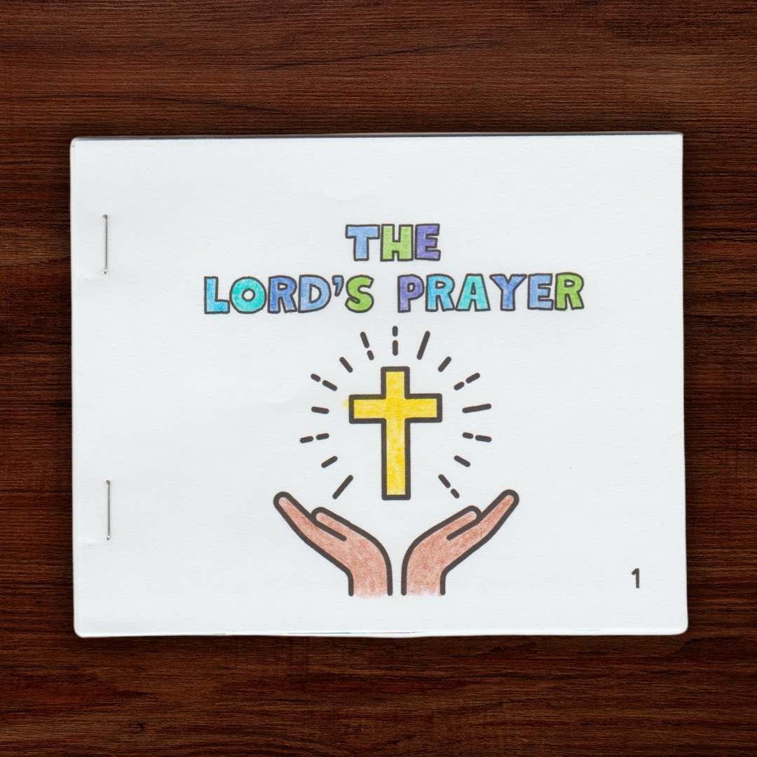 Lord's Prayer Coloring Book Craft, Kids Mini Book Sunday School Activity, Bible Scripture ...
