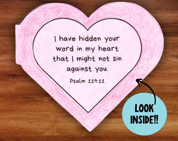 Psalm 119:11 Sunday School Craft Printable Kids Bible Lesson Activity ...