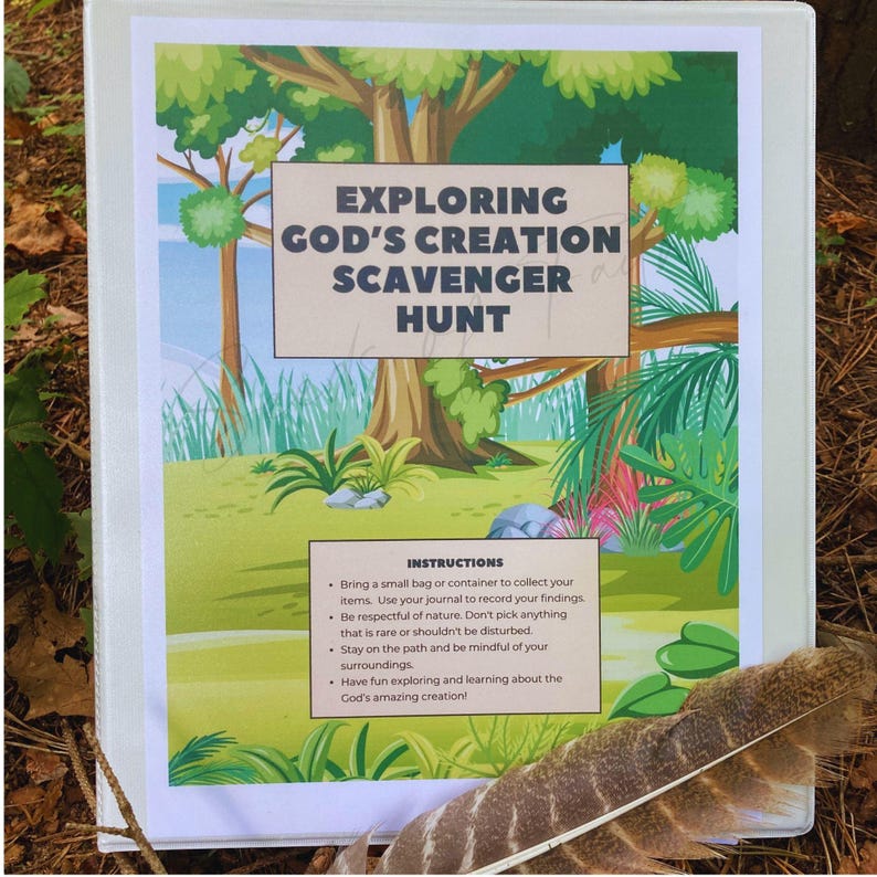 Natuurwandeling speurtocht Bijbelles voor kinderen, verkenning van Gods schepping Homeschool zondagsschoolactiviteit, bijbelvers natuurdagboek afbeelding 5
