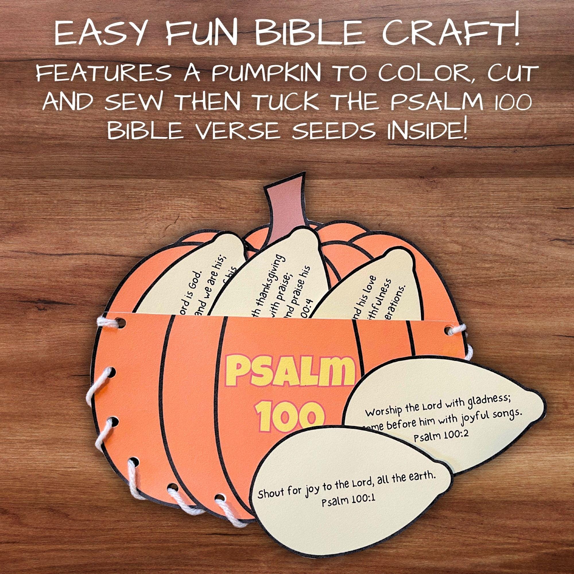 Thanksgiving Psalm 100 Bible Verse Pumpkin Sewing Craft NIV KJV Sunday ...