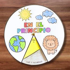 Artesanato Bíblico Espanhol 7 Dias da Criação, Aula da Escola Dominical Cristã Estudo Dias da Criação Atividade para Colorir Imprimível Escuela Dominical