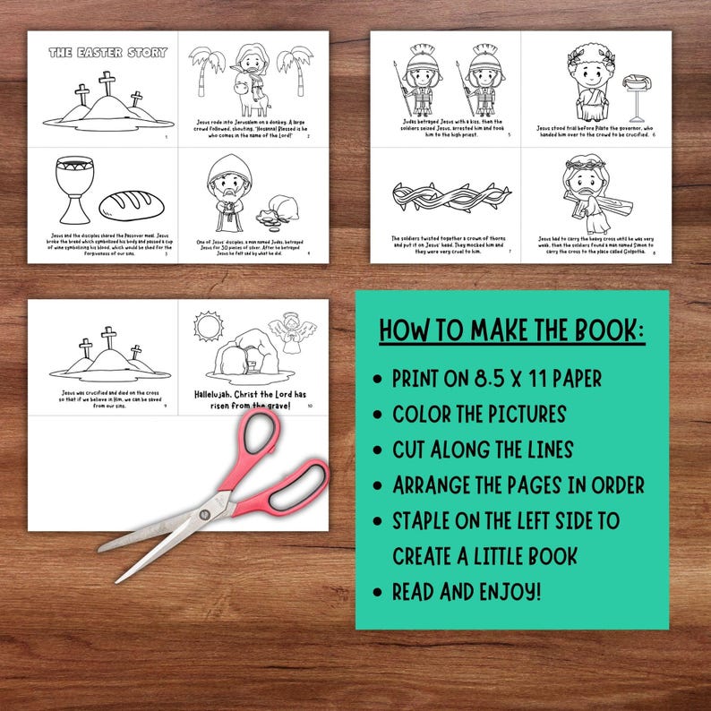 Easter Story Mini Coloring Book Sunday School Printable, Holy Week ...