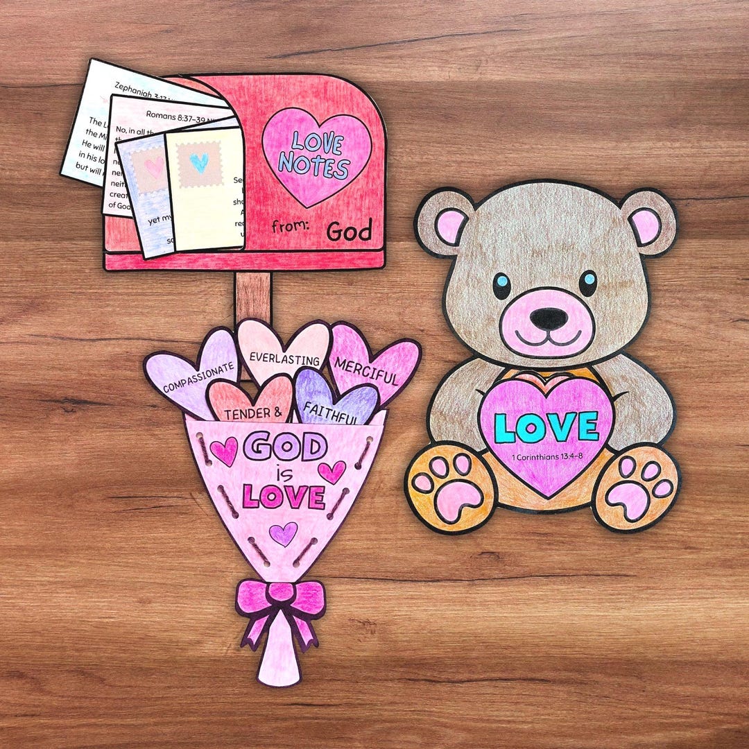 Valentine’s Day Bible Craft Bundle, Sunday School Coloring Pages for ...