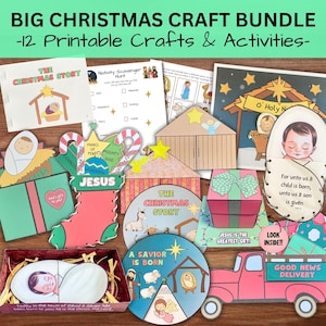 Christmas Nativity Craft Big Bundle, 12 Printable Advent Crafts Activities Sunday School Religious Education Homeschool Projects for Kids
