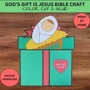 Christmas Baby Jesus Sunday School Craft Jesus In A Manger Preschool Coloring Activity Jesus Is The Greatest Gift Christmas Printable