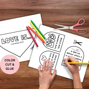 Lezione biblica cristiana per San Valentino, lavoretto tascabile, Corinzi 13 L'amore è paziente Scrittura Scuola domenicale Istruzione domestica per bambini Attività in chiesa immagine 7