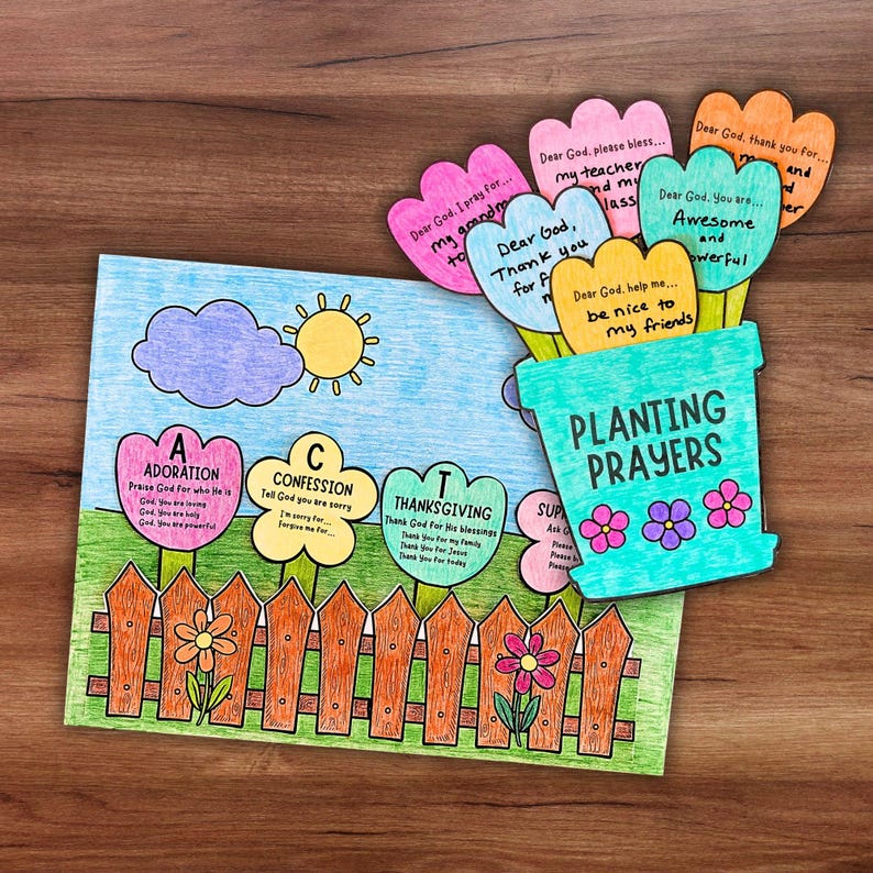 how-to-pray-sunday-school-craft-set-for-kids-acts-prayer-flower-garden