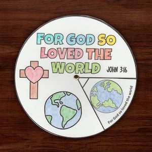 God Is Love Coloring Wheel, Printable Scripture Bible Activity, Kids Bible Lesson, Sunday School Childrens Church Spinner Wheel Memory Game